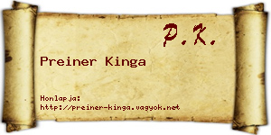 Preiner Kinga névjegykártya